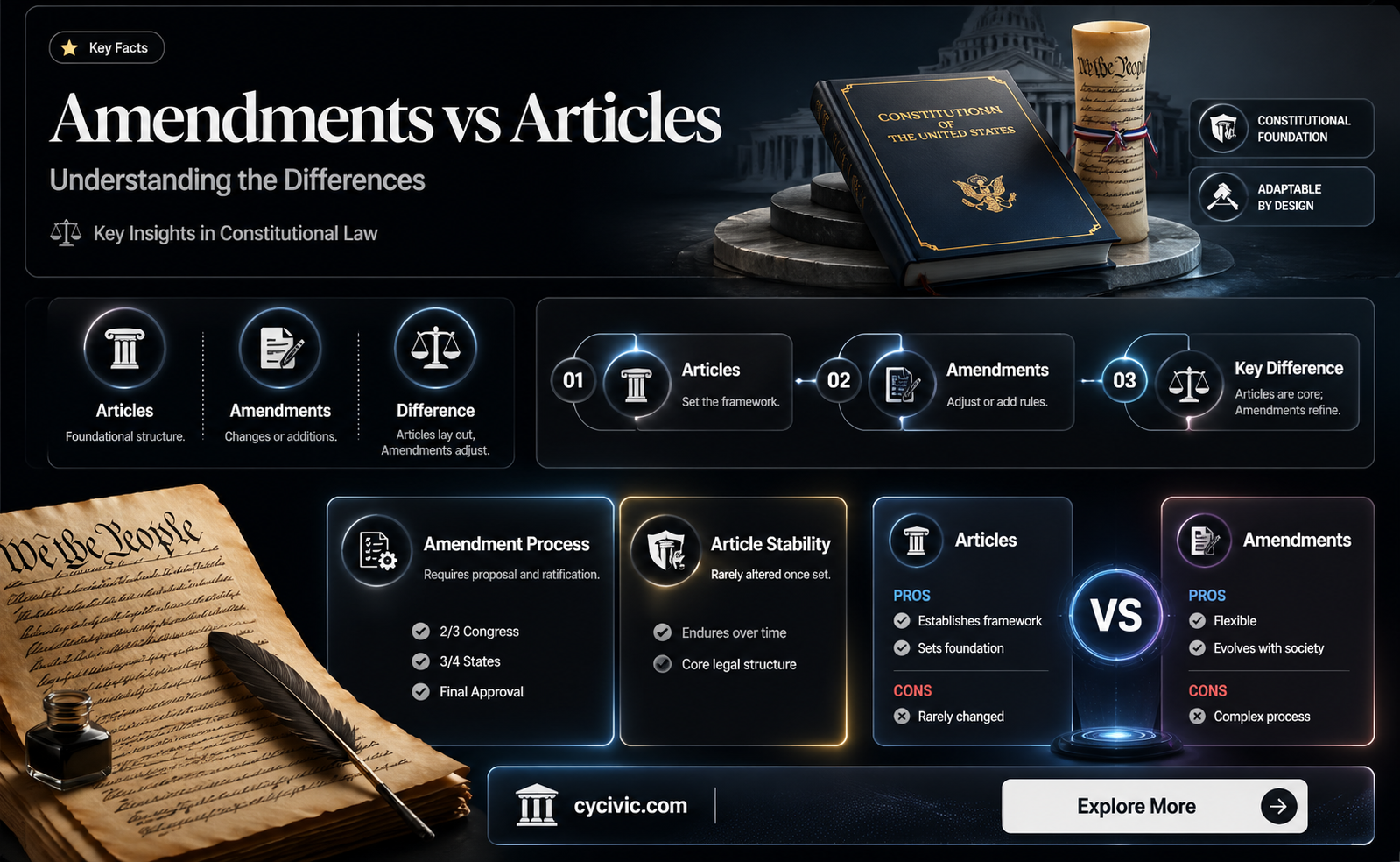 are articles the same as amendments in the constitution