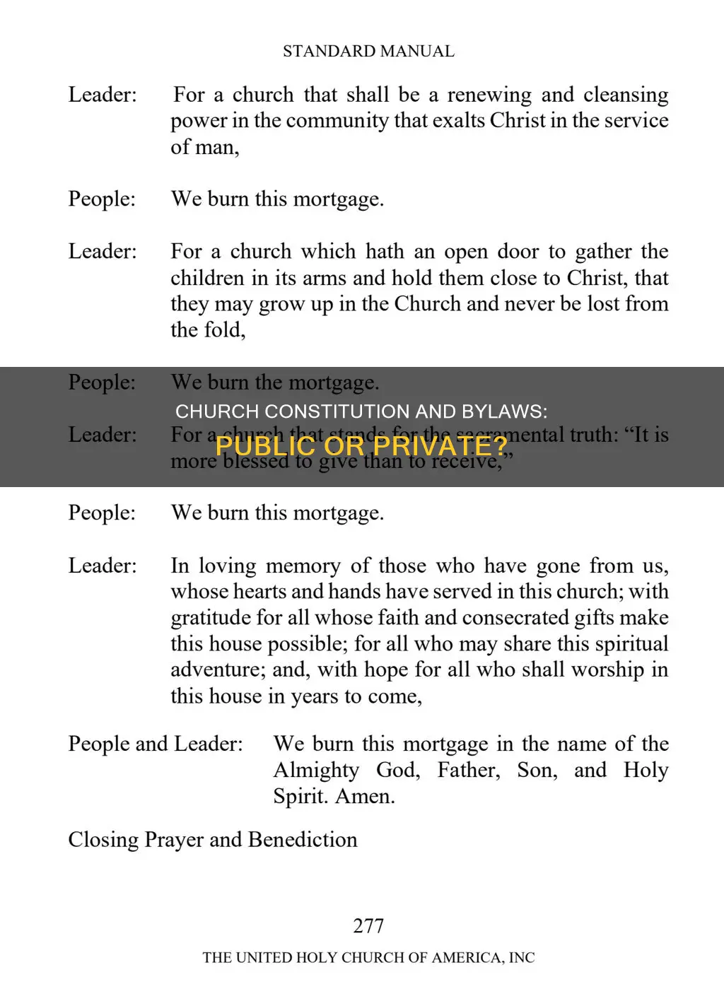 are churches required to release constitution and bylaws