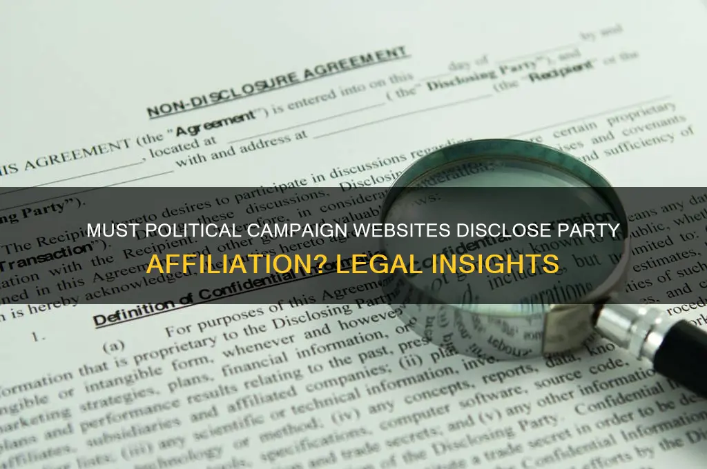 are political campaign web pages required to list party affiliation