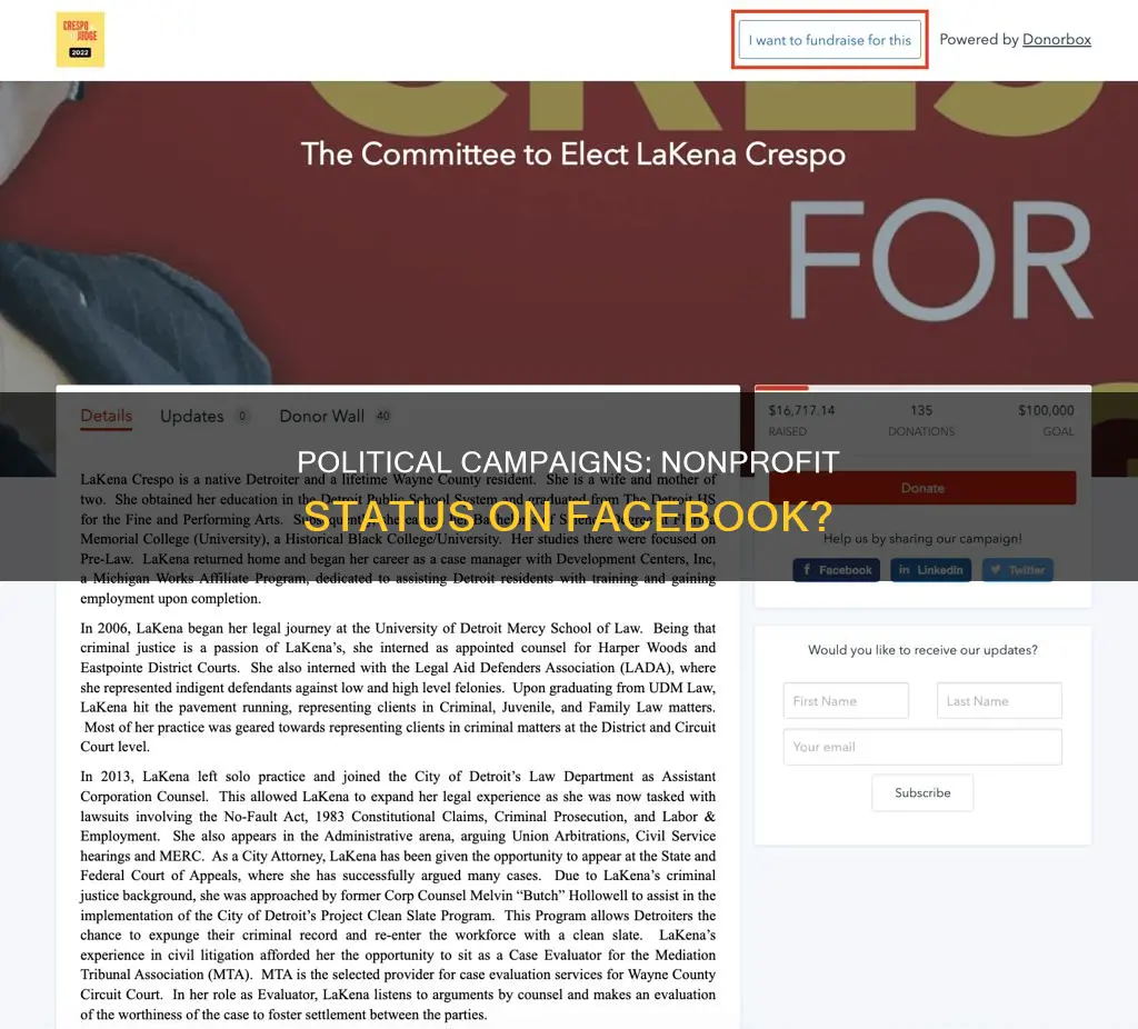 are political campaigns nonprofts on facebok