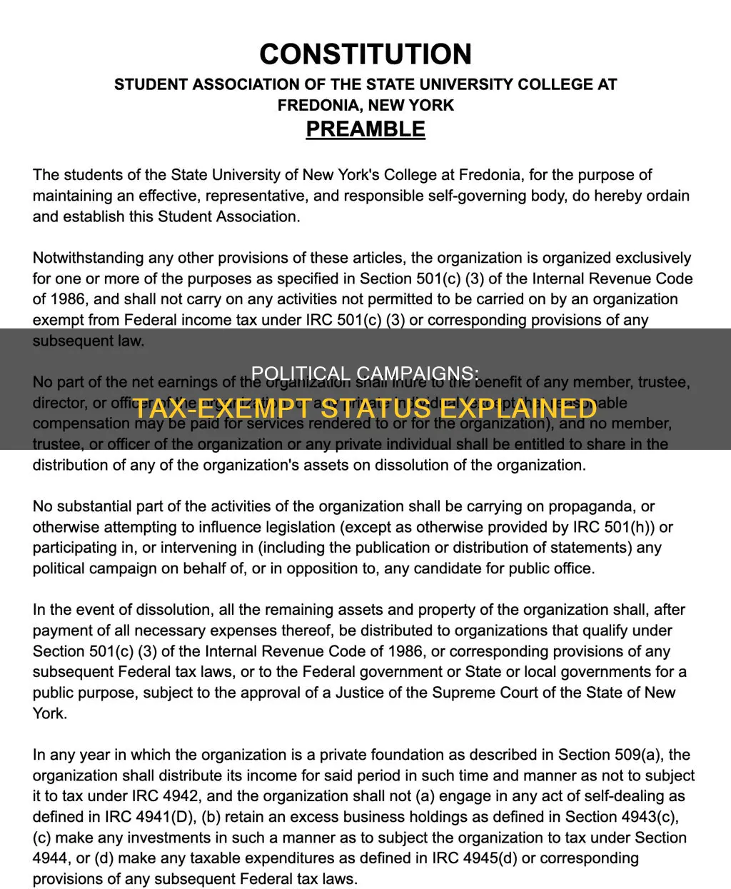 are political campaigns tax exempt