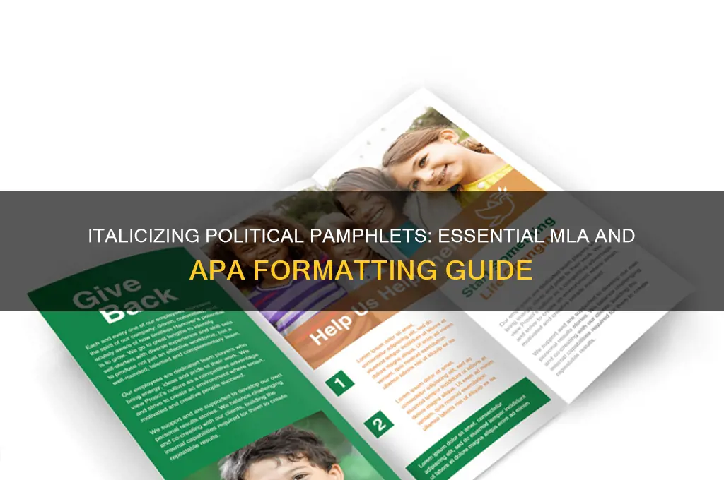 are political pamphlets italicized