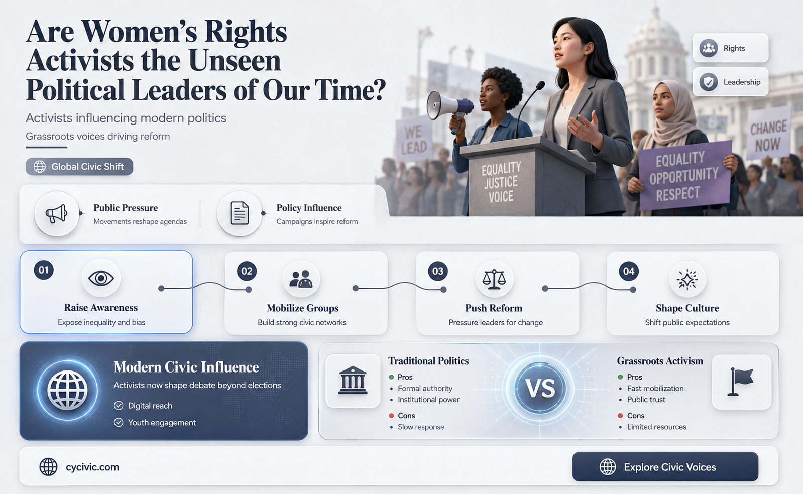 are womens right activists political leaders