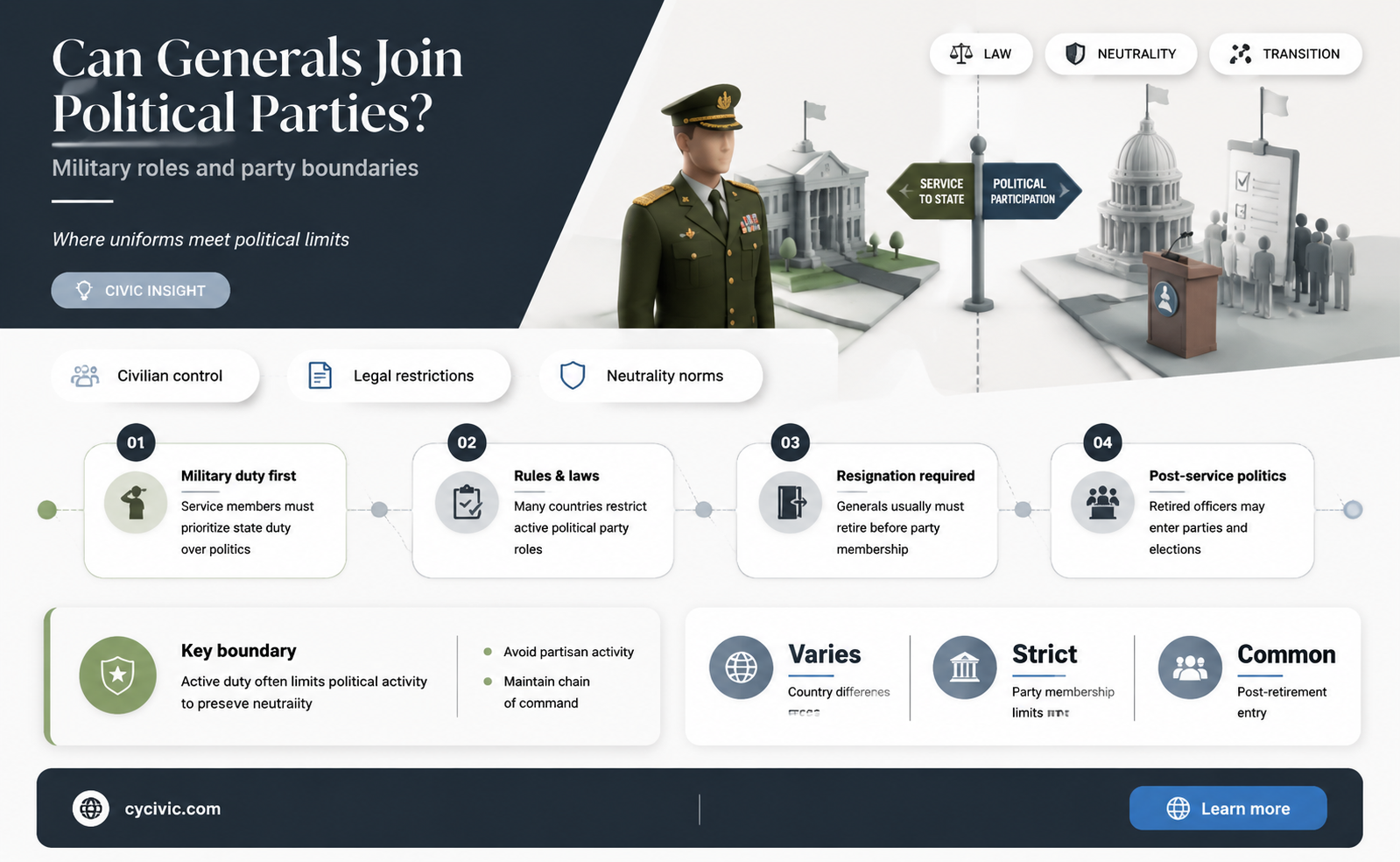 can a general be a member of political parties