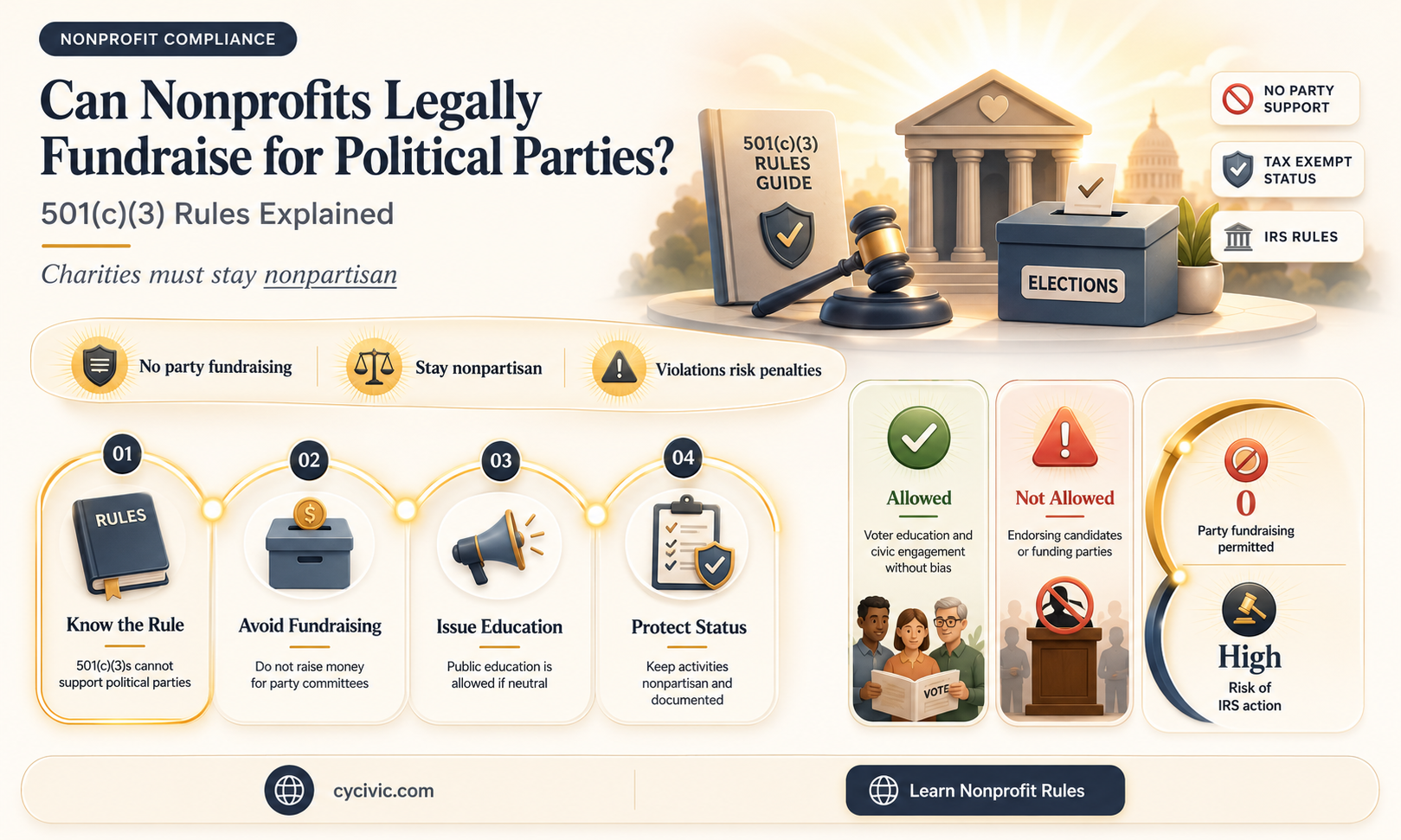 can a 501 c3 have a fundraiser for political parties