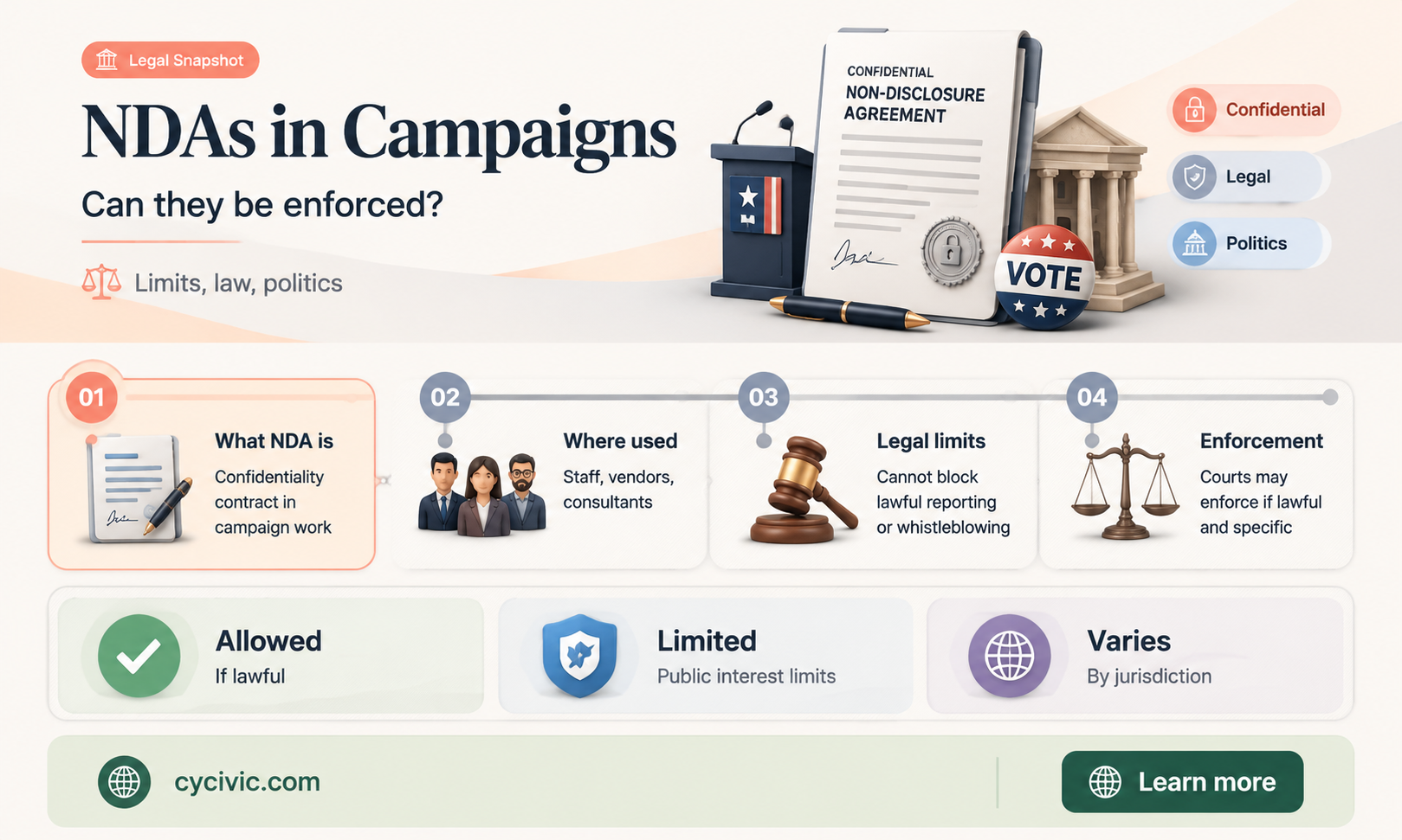 can a nondisclosure agreement be enforced by a political campaign