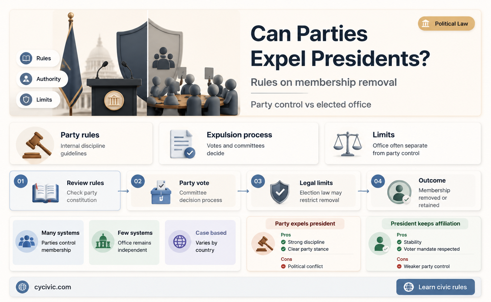 can a political party remove a president from their party