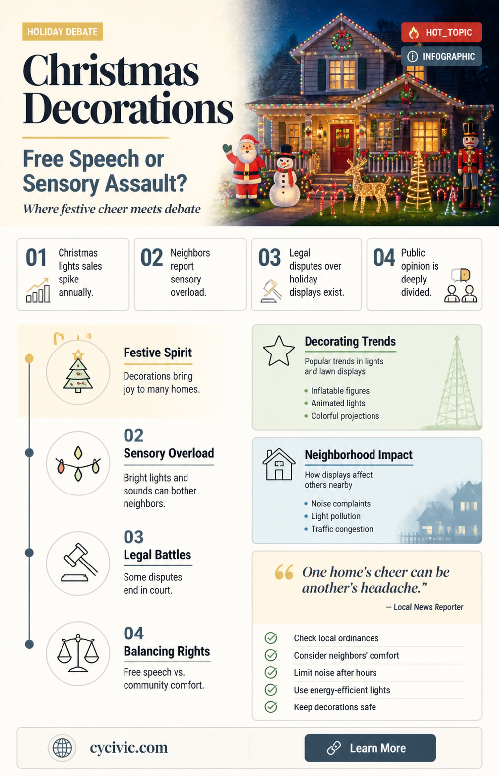 are flashing and loud christmas decorations covered by constitution