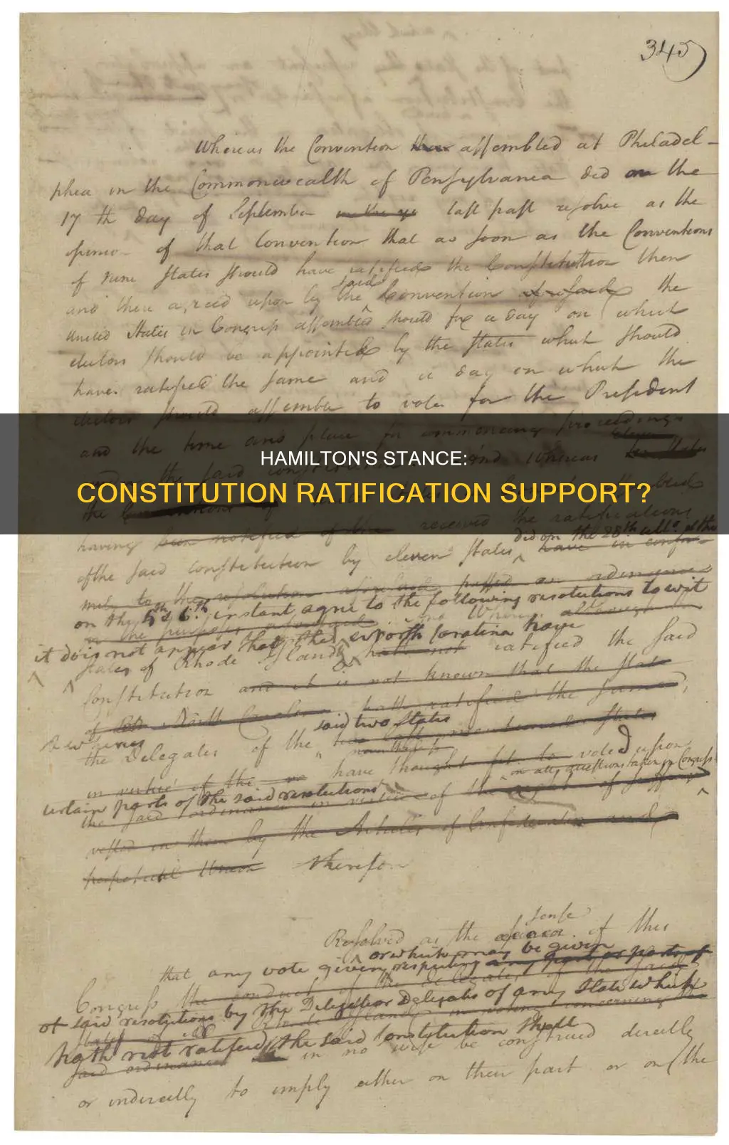did alexander hamilton support the ratification of the constitution