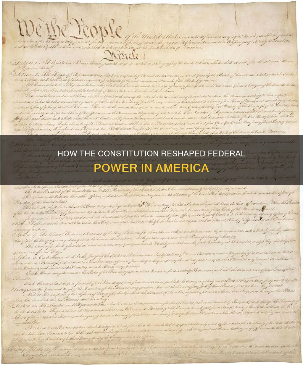 did the constitution increase or decrease federal power