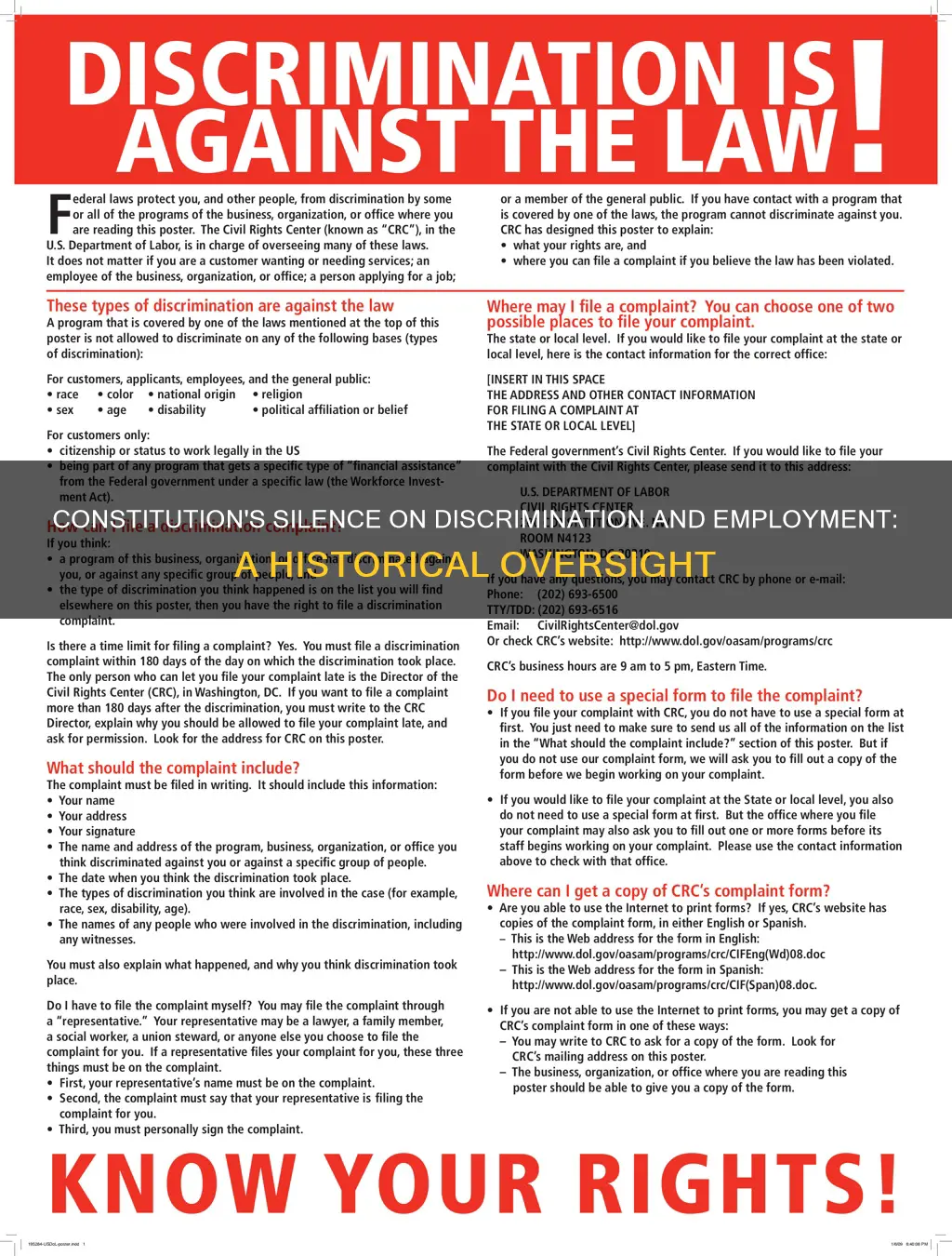 did the u s constitution mention discrimination and employment