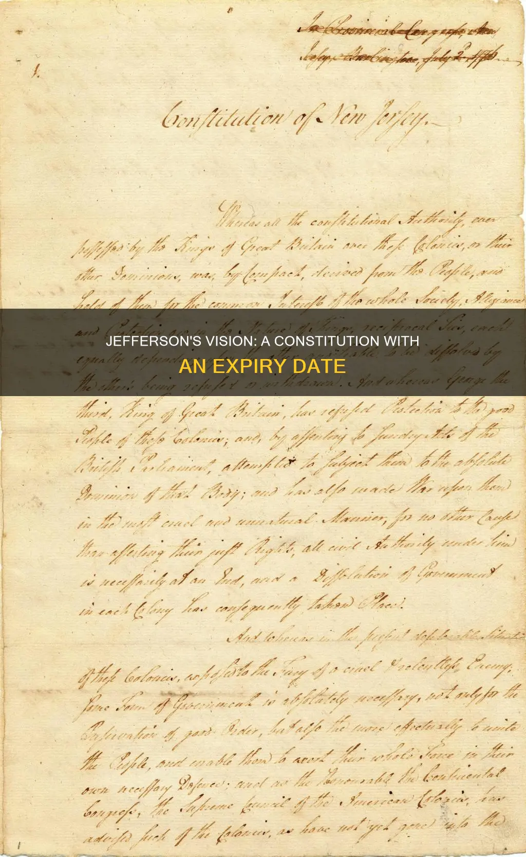 did thomas jefferson want a new constitution every 19 years