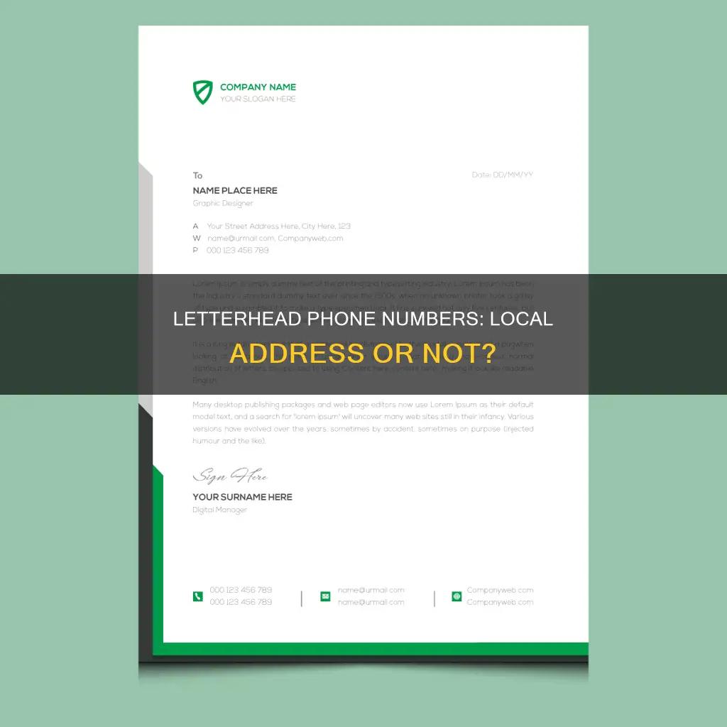 does a phone number on letterhead constitute a local addreress