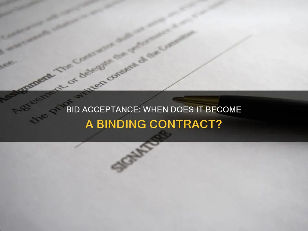 does acceptance of a bid constitute a contract