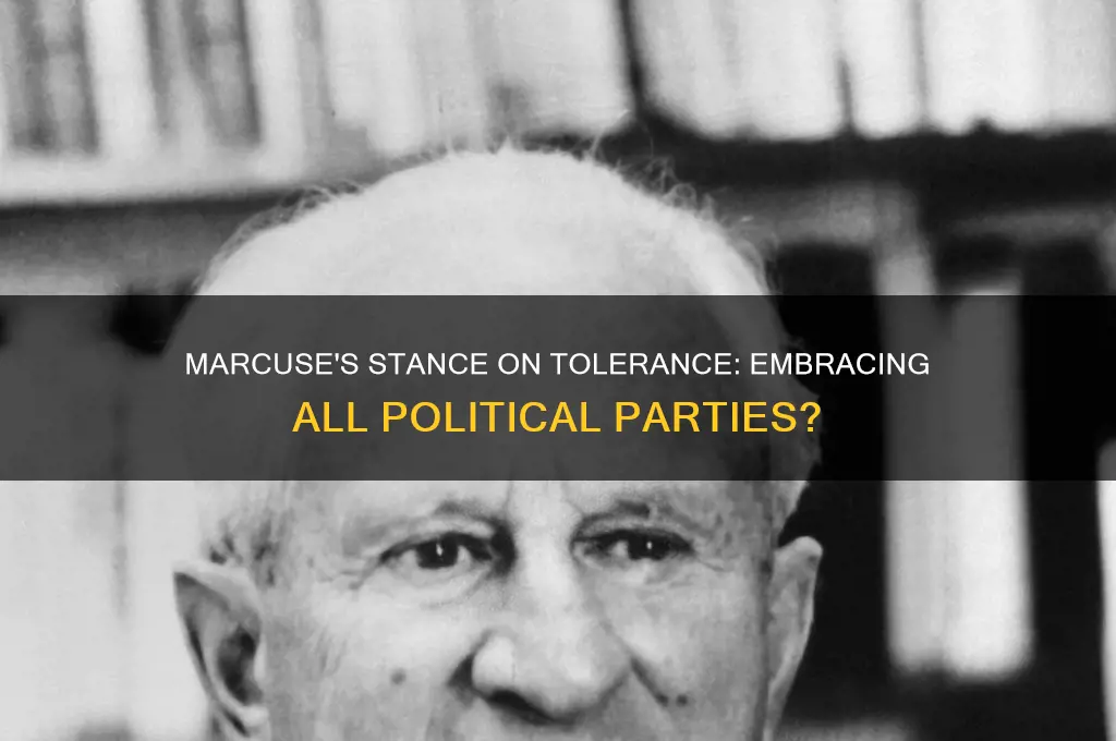 does marcuse support tolerance of all political parties