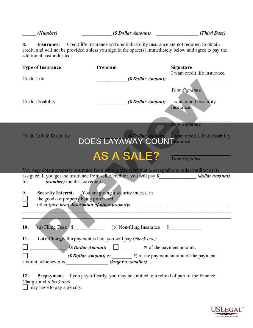 does putting something on layaway constitute a sale