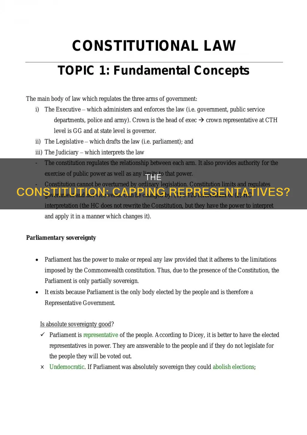 does the constitution limit the number of representatives