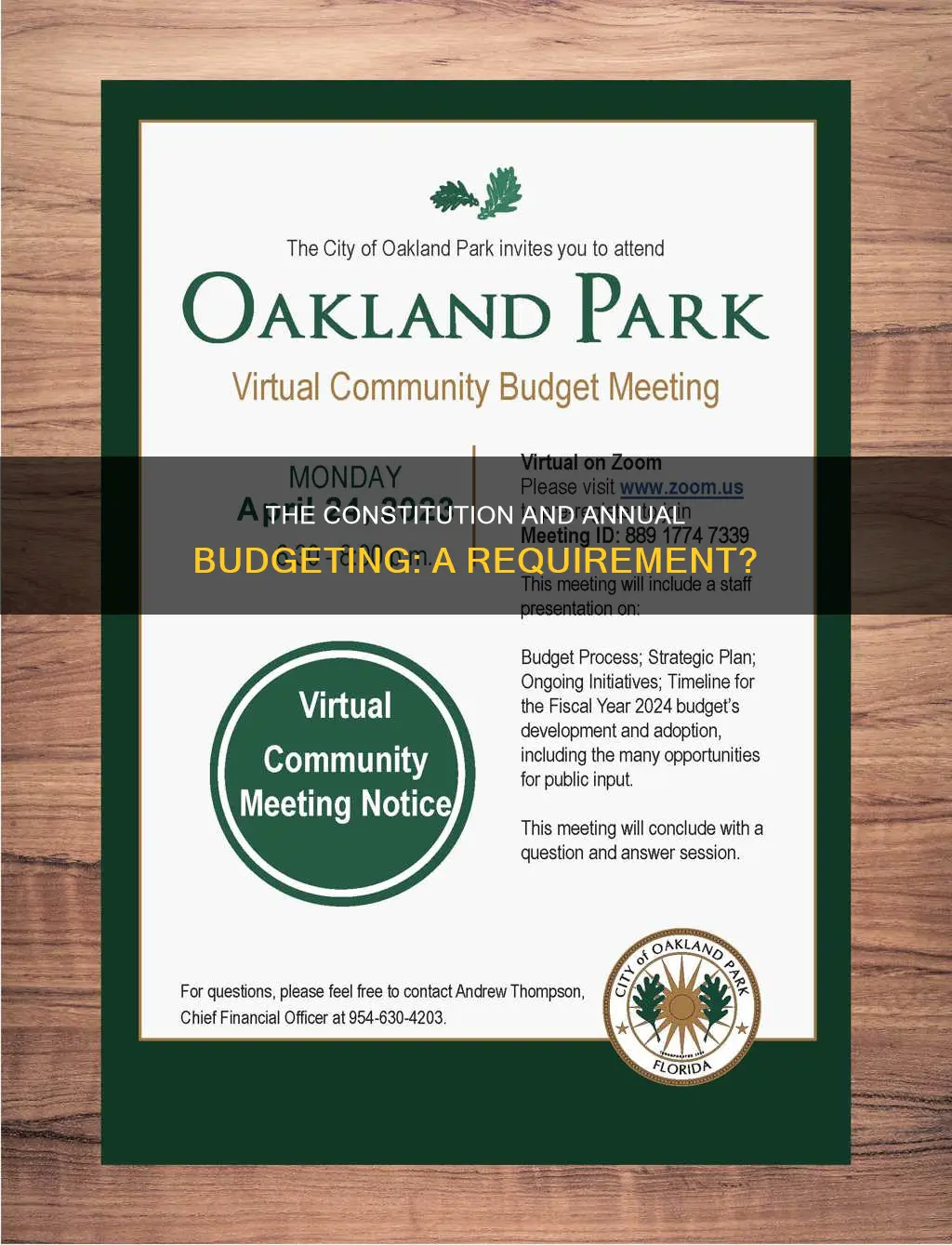 does the constitution require the adoption of an annual budget