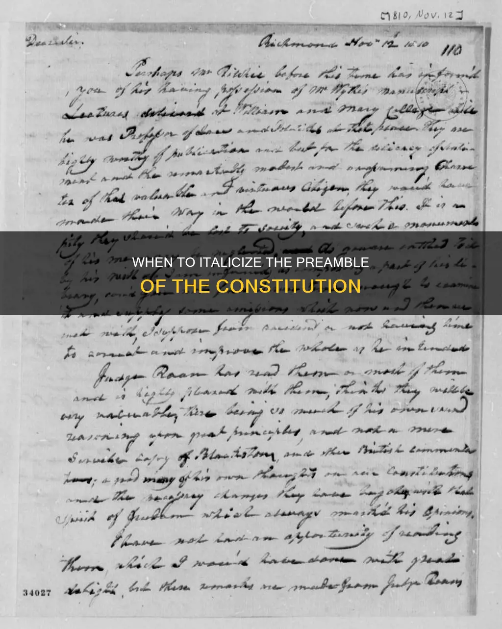 does the preamble of the constitution have to be italicized