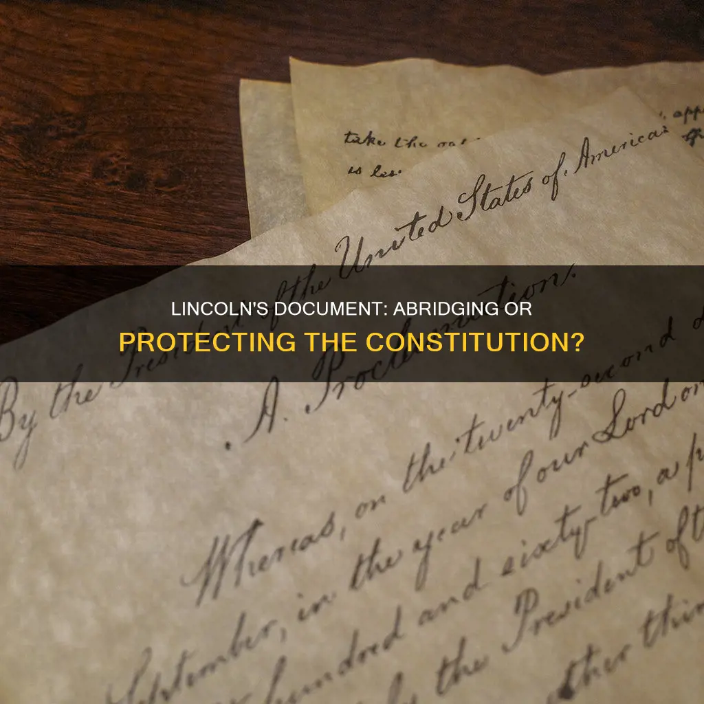 does the provision of the lincoln document abridged the constitution
