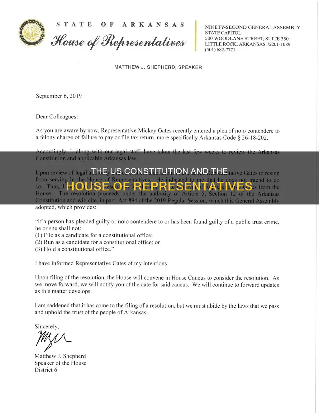 does us constitution has the house of representatives