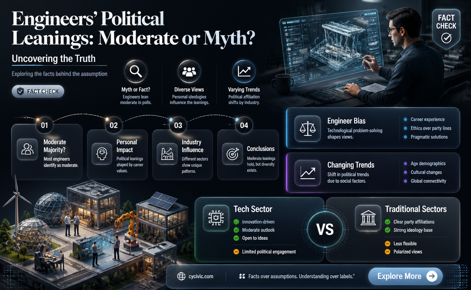 are engineers politically moderate