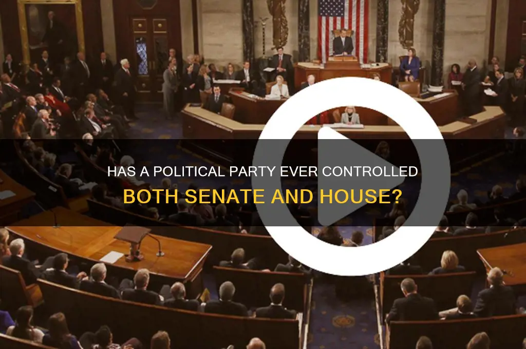 has a political party ever contolled both senate and house