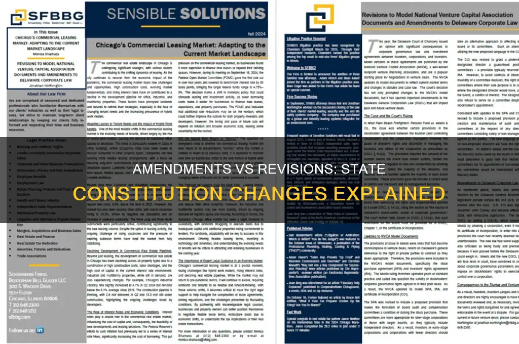 how are amendments to a state constitution different from revisions