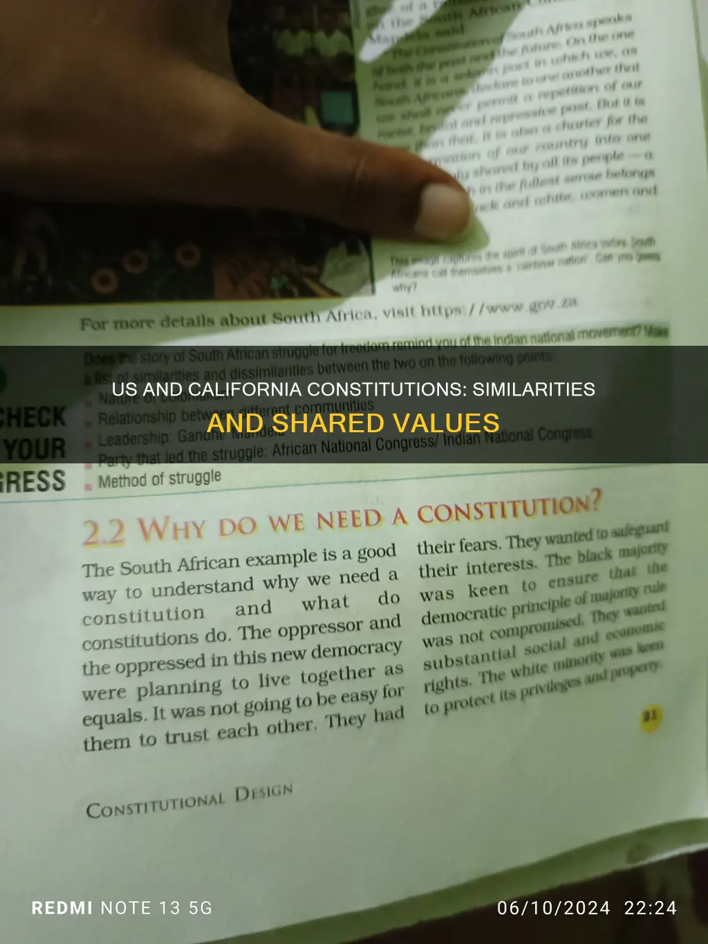 how are the us constitution and the california constitution similar