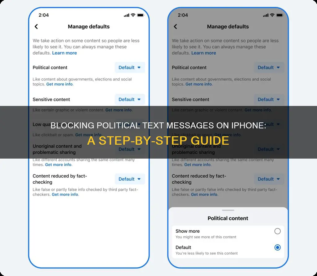 how can i stop political text messages on iphone