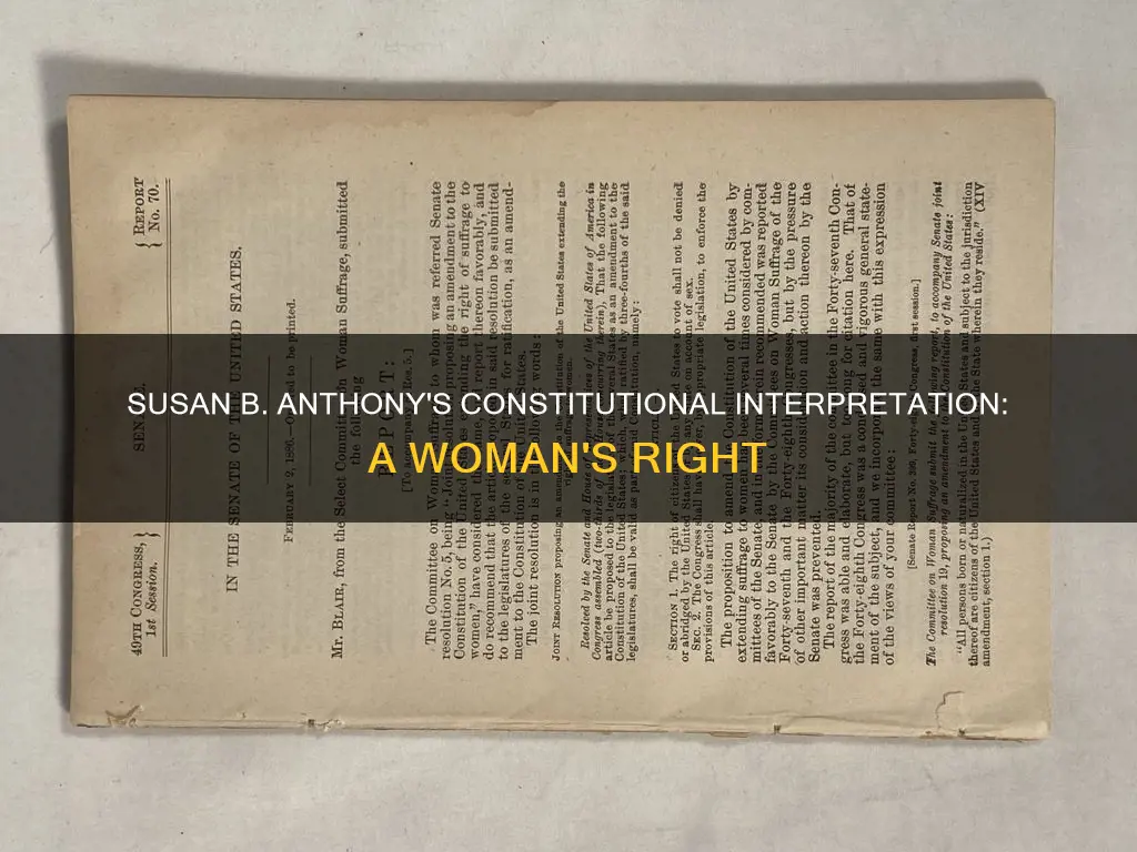 how did susan b anthony interpret the constitution