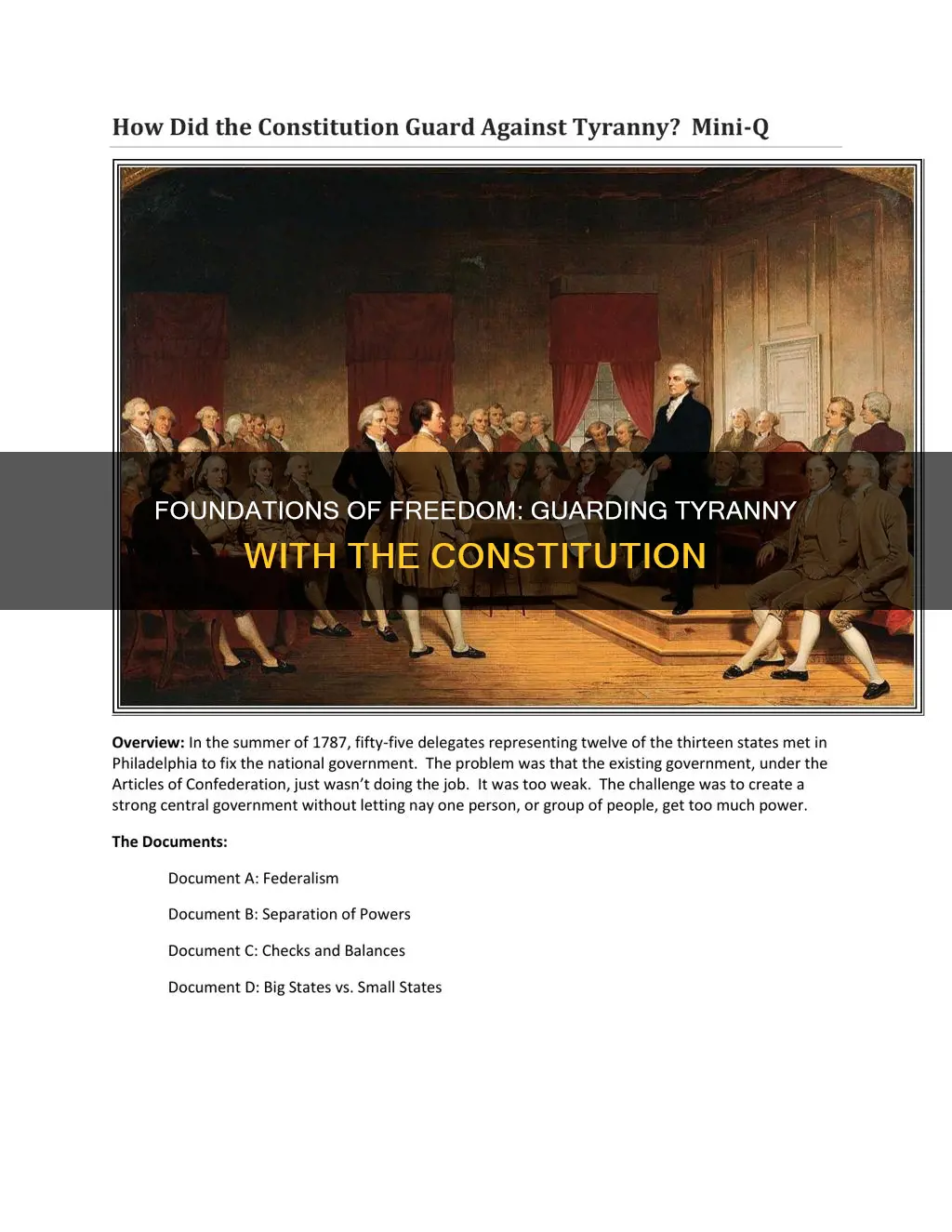 how did the constitution guard against tyranny worksheet