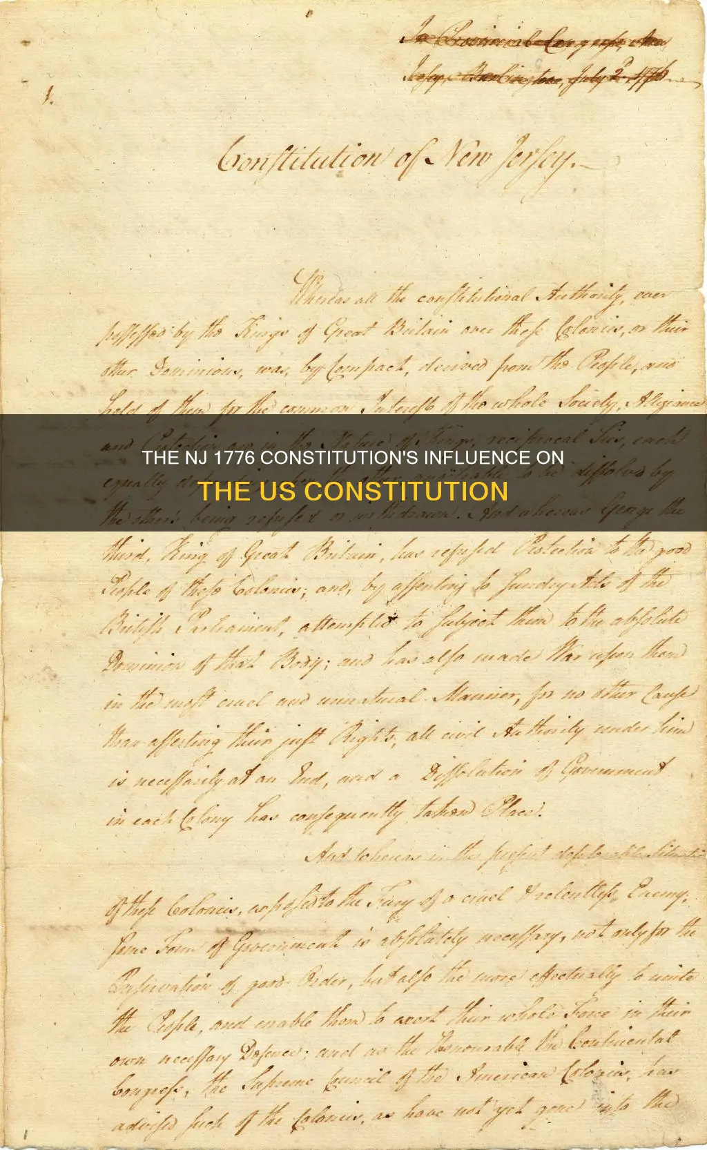 how did the nj 1776 constitution affect the us constitution