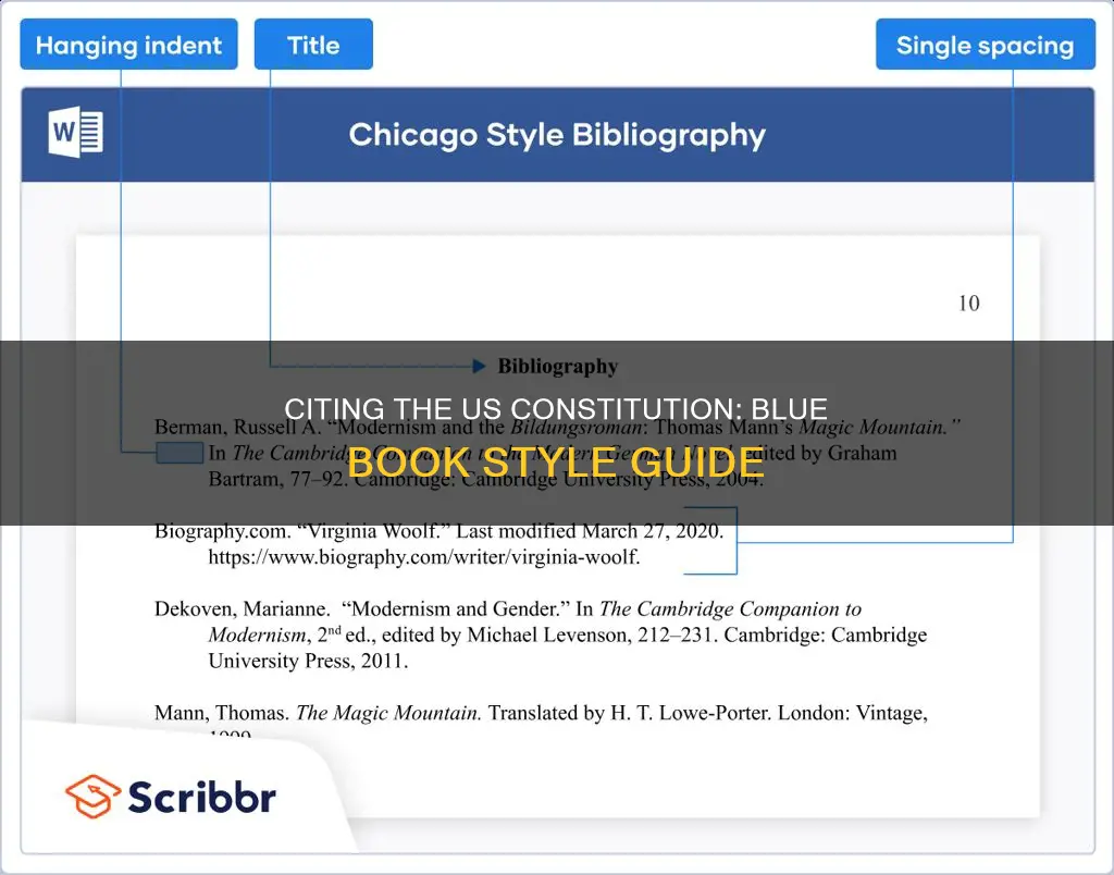 how do i blue book cite the us constitution