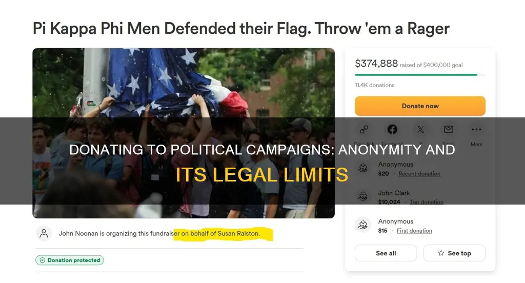 how do i donate to a political campaign anonymously