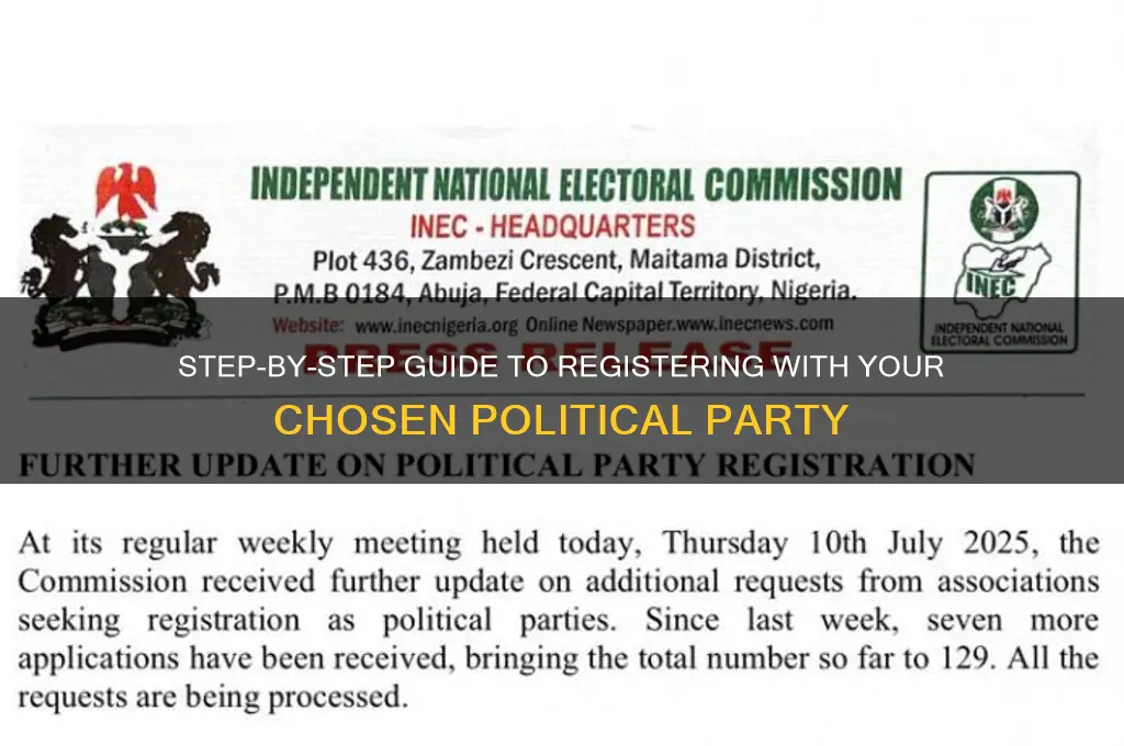 how do you register in a specific political party