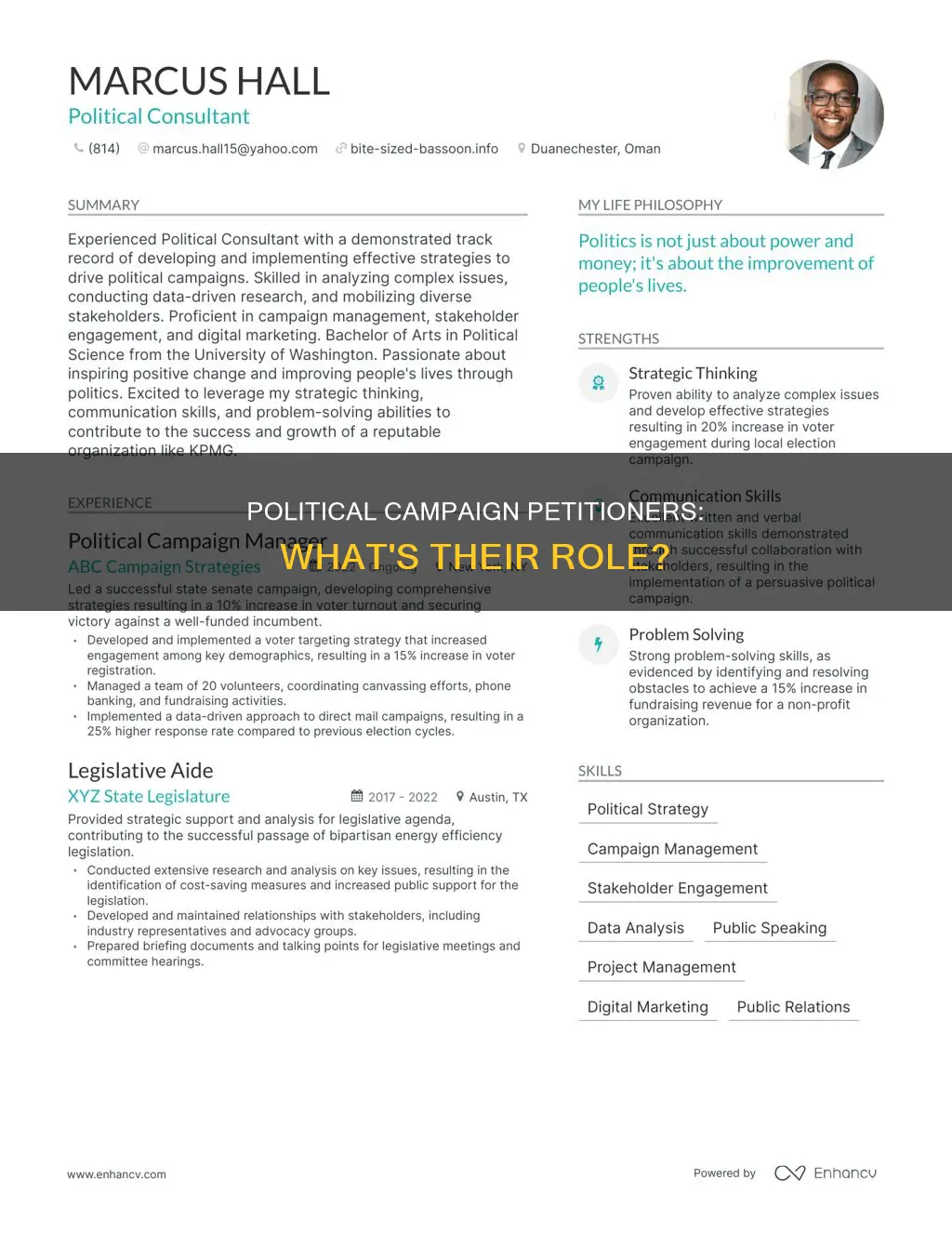 how does being a petitioner for a political campaign work