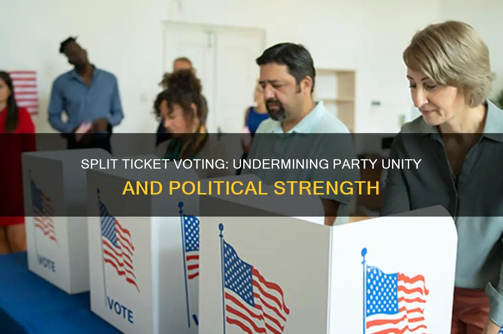 how does split ticket voting weaken political parties