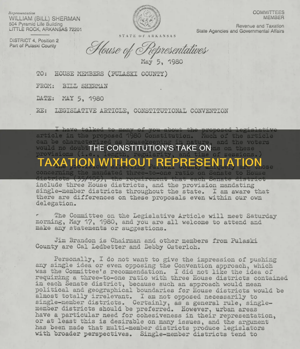 how does the constitution address taxation without representation