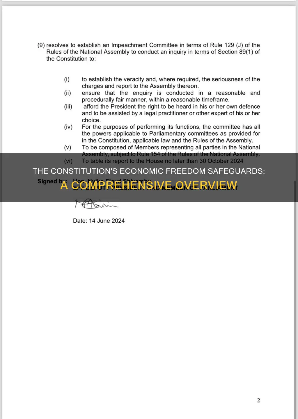 how does the constitution protect economic freedom