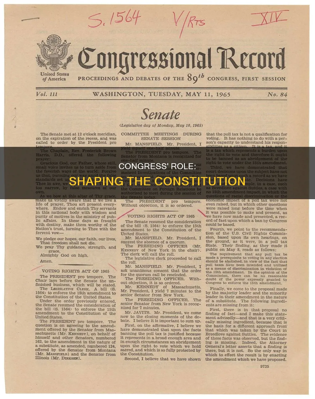 how has the congress contributed to the process of constitution