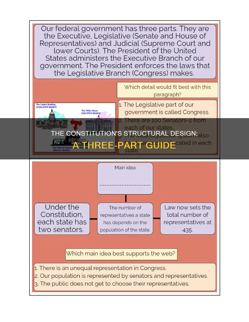 how is the constitution organized 3 parts