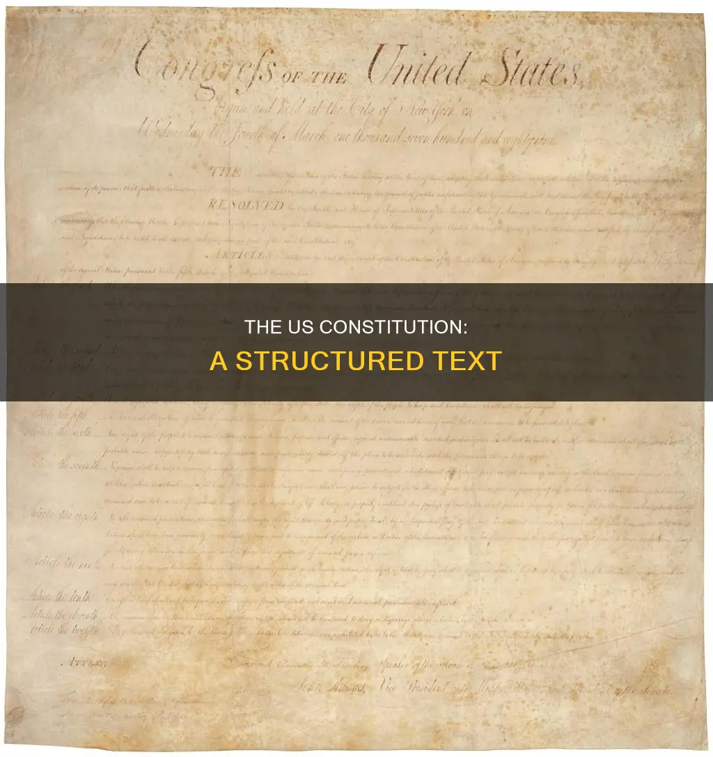 how is the text of the us constitution organized