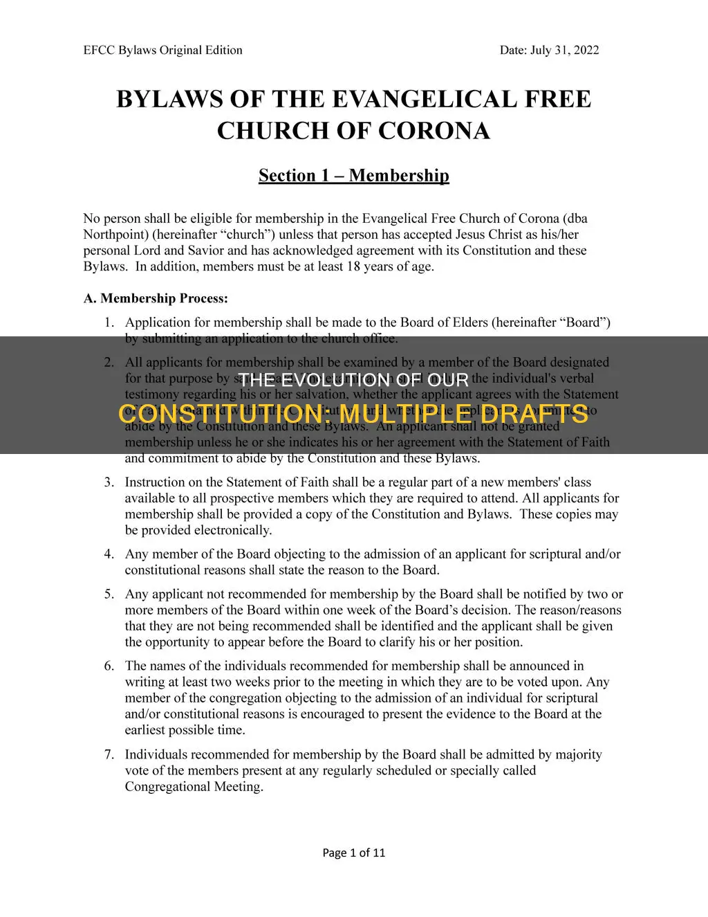 how many drafts of the constitution were there