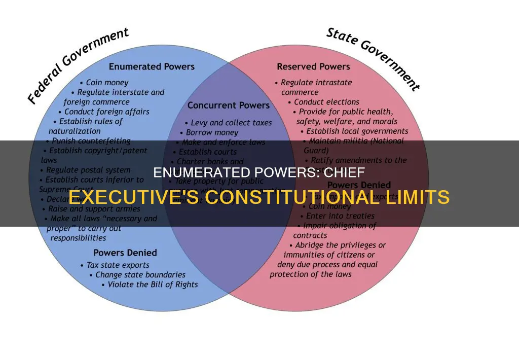 how many enumerated powers does the constitution grant chief executive