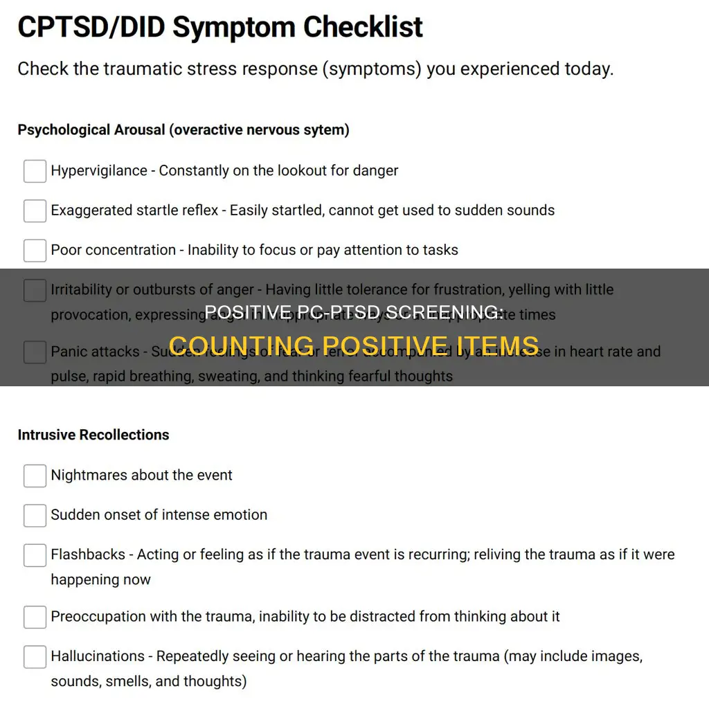 how many positive items constitute a positive pc-ptsd screening test