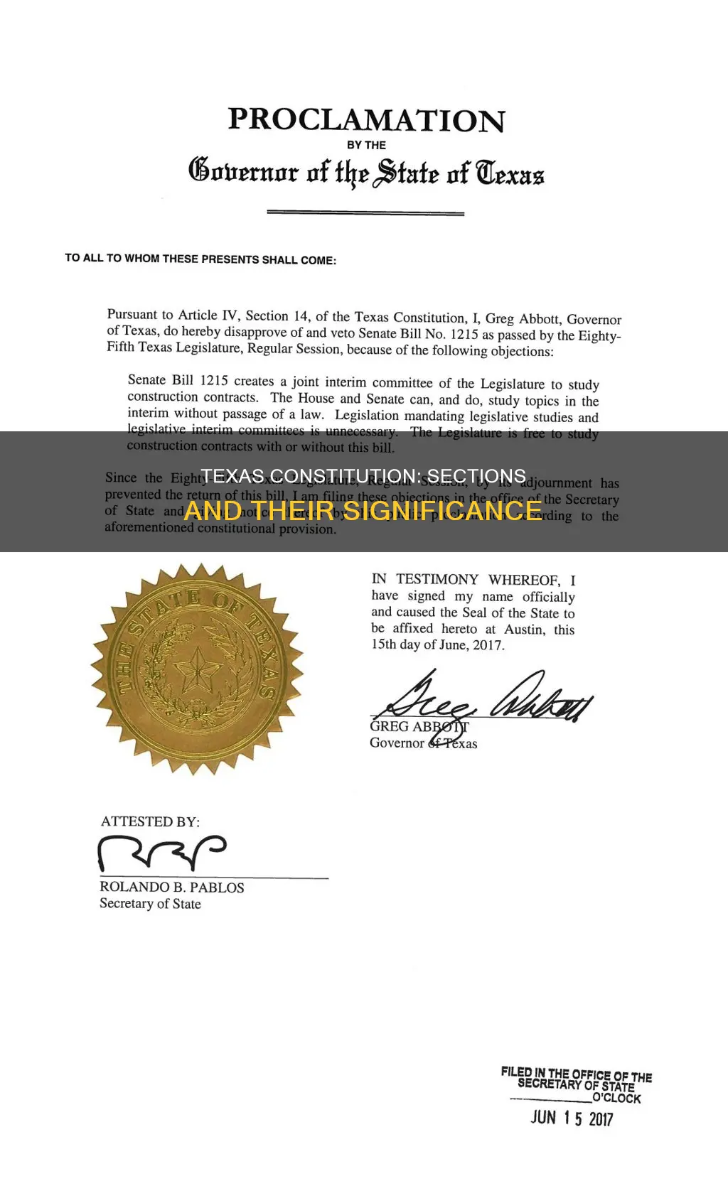 how many sections are in the texas constitution