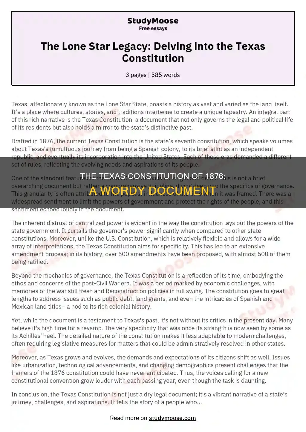 how many words are in the 1876 texas constitution