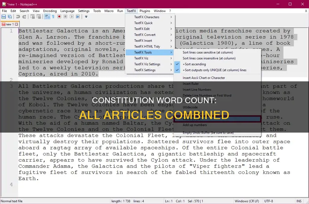 how many words are in the constitution all artiles