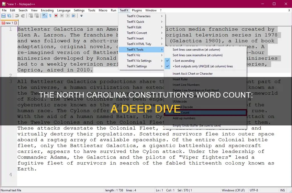 how many words are in the north carolina constitution